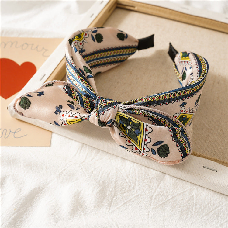 Wholesale Leopard Rabbit Ears Knotted Wide Version of Hairband Hair Headband
